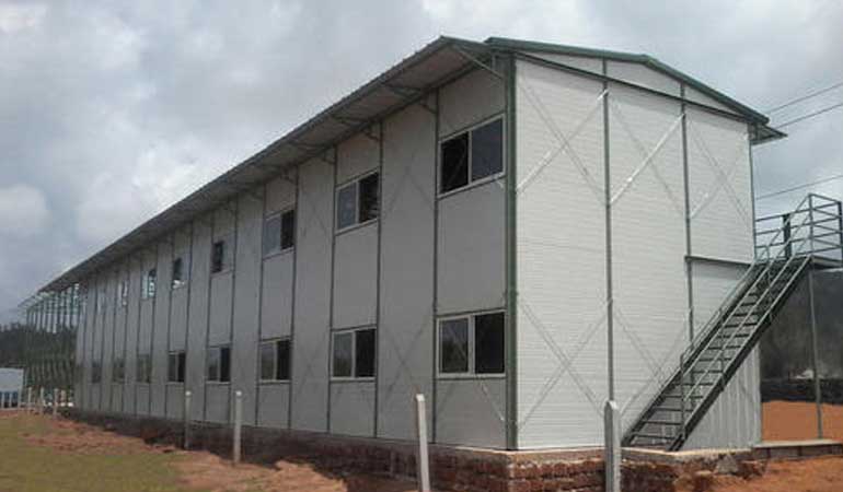 prefabricated staff hutment in Haora